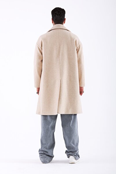 THIMOON Beige Oversize Long Non-Closing Coat Coat