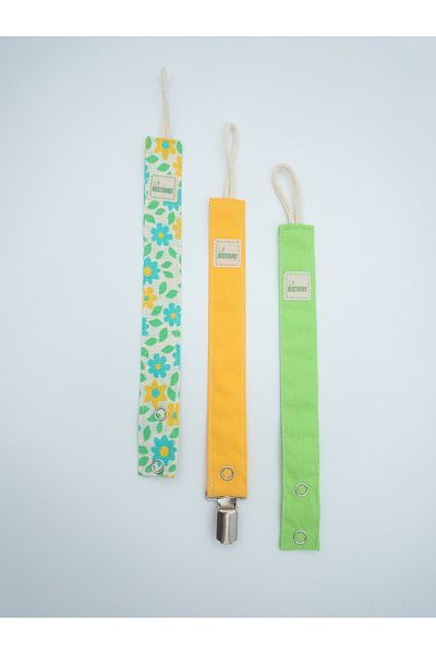 Le Petite Histoire 3-Piece Pacifier Strap - Pacifier Chain 100% Cotton - Washable