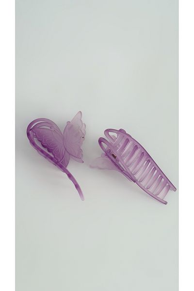Alâ Atelier cataramă mare transparentă acrilic fluture mov mat cataramă zăvor fluture