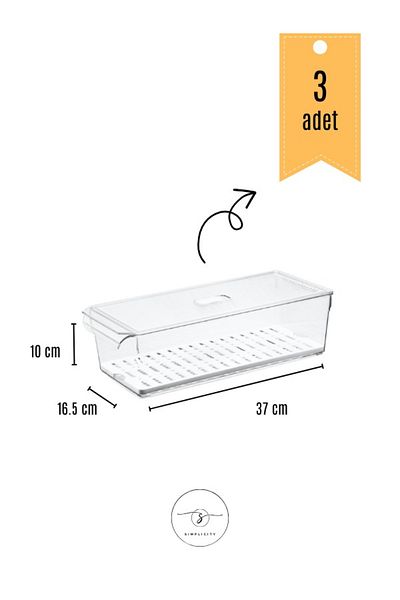simplicity 3 Pieces Midi Size Fridge Organizer with Grid