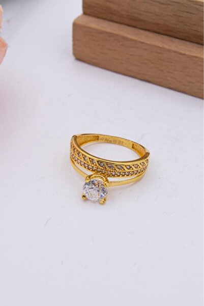 latif kuyumcu 22 Ayar Altın Yüzük Tek Taşlı Alyans Kadın Yüzük