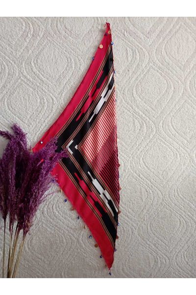 LABELLA COLLECTİON Your BLACK LOCAL TRIANGLE BANDANA LIRA AND EVIL EYE BEADS