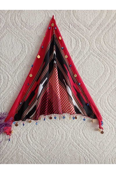 LABELLA COLLECTİON Your BLACK LOCAL TRIANGLE BANDANA LIRA AND EVIL EYE BEADS
