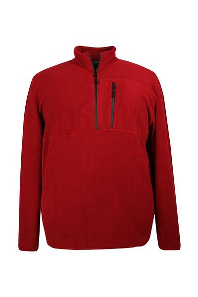 marufshop سويت شيرت رجالي كبير الحجم بنصف سحاب من الصوف باللون الأحمر