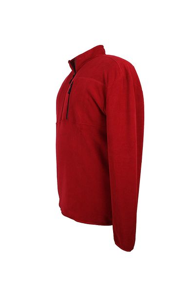 marufshop سويت شيرت رجالي كبير الحجم بنصف سحاب من الصوف باللون الأحمر