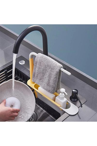 SAVORYHOME Kitchen sink organizer telescopic sink shelf drainer rack soap sponge holder GRAY