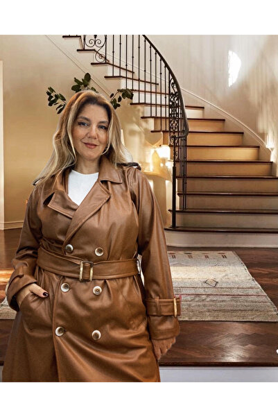 Butikniki Suni Deri Trençkot