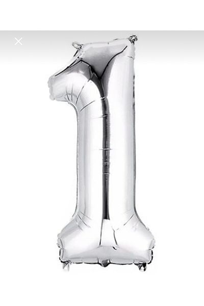 Yogi parti 1 Number Silver Helium Compatible Flying Balloon 40 Inch