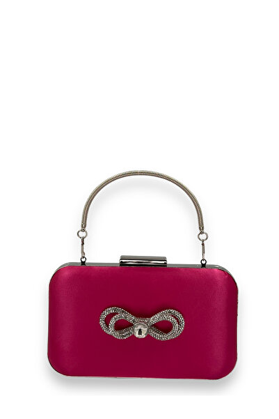 Biçanta Culoare fucsia satin cu carcasă argintie mâner mâner rochie de seară ...
