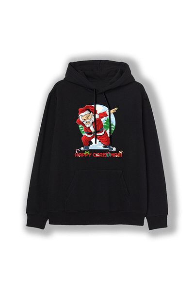 C&C Tekstil Hanorac negru cu imprimeu Mos Craciun