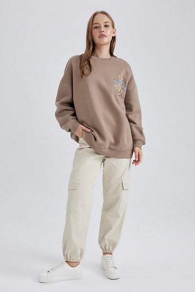 DeFacto Coool Oversize Fit Crew Neck Back Φούτερ A8978ax23wn