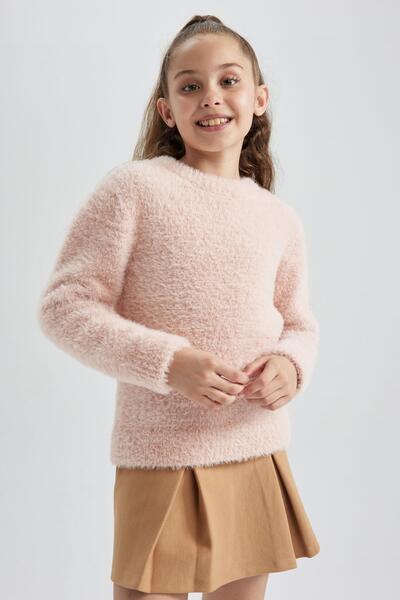 DeFacto Kız Çocuk Regular Fit Bisiklet Yaka Triko Kazak Y2640a623wn