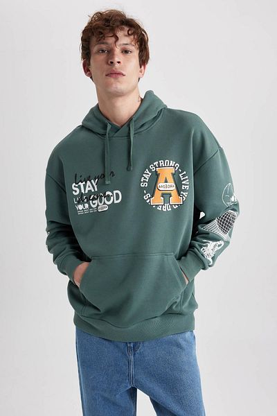 DeFacto Oversize Fit Hooded Printed Sweatshirt A4789ax23au