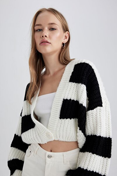 DeFacto Coool Oversize Fit V Yaka Triko Hırka U2527az23wn