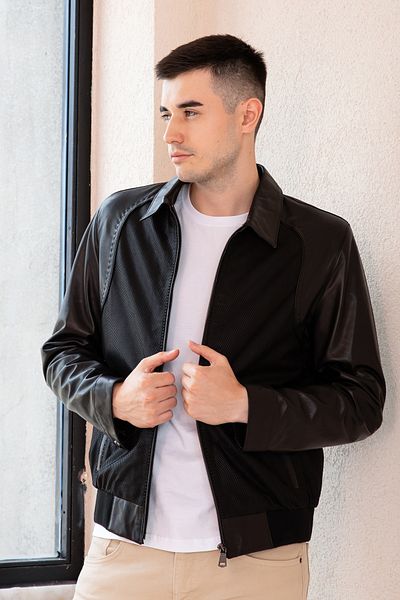 Hodore Men's Genuine Leather Coat with Fire Suede