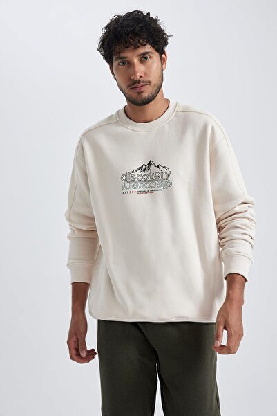 DeFacto Discovery Channel Oversize Fit Bisiklet Yaka Sweatshirt A5352ax23au