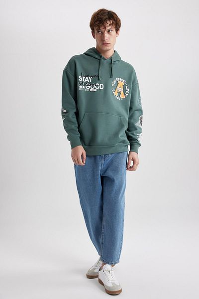 DeFacto Oversize Fit Hooded Printed Sweatshirt A4789ax23au