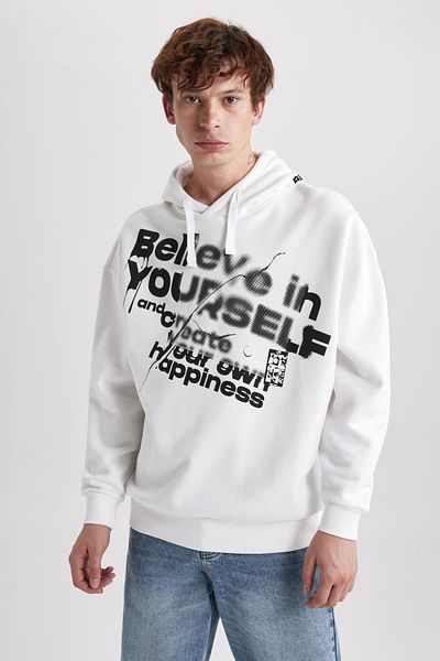 DeFacto Oversize Fit Hooded Printed Sweatshirt A4790ax23au