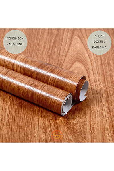 TechnoSmart 60cm×100cm Kendinden Yapışkanlı Ahşap Görünümlü Kaplama Kağıdı Mutfak Dolap Masa Duvar