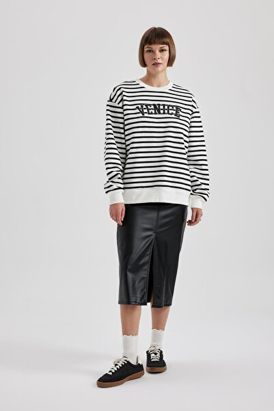 DeFacto Φούτερ Regular Fit Crew Lack Thick B5152ax23wn