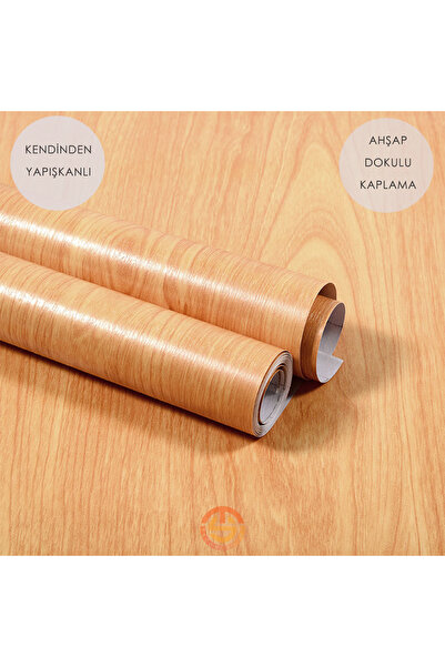 TechnoSmart 60cm×500cm Kendinden Yapışkanlı Ahşap Görünümlü Kaplama Kağıdı Mutfak Dolap Masa Duvar