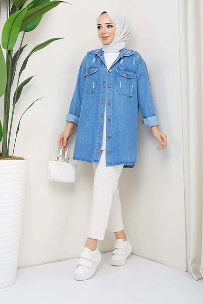 MODA MAÇKA PARK Cămașă DENIM FEMEI JEAN MONTĂ CASUALĂ