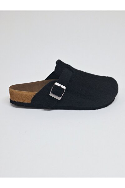 Bequemere Black Felt Closed Toe Buckle Sabo Daily Use Orthopedic Unisex Slippers