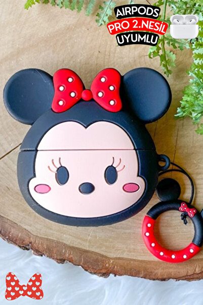 EWEC Pro 2. Nesil Uyumlu Minnie Mouse Figürlü Koruyucu ve Darbe Emici Silikon Kulaklık Kılıfı