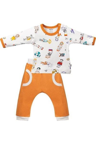 BabyCosy Baby Cozy Unisex Orange Organic Bottom Top Baby Set - Csy2007 - Rebebe