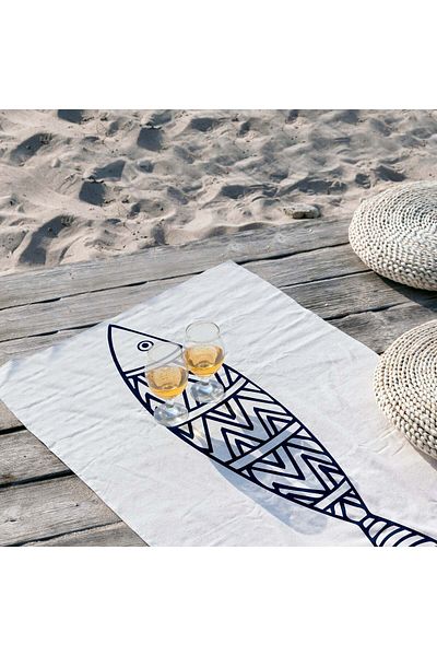 The Lucid Lab Lined Fish - Ριγέ Πετσέτα Παραλίας Fish - Microfiber