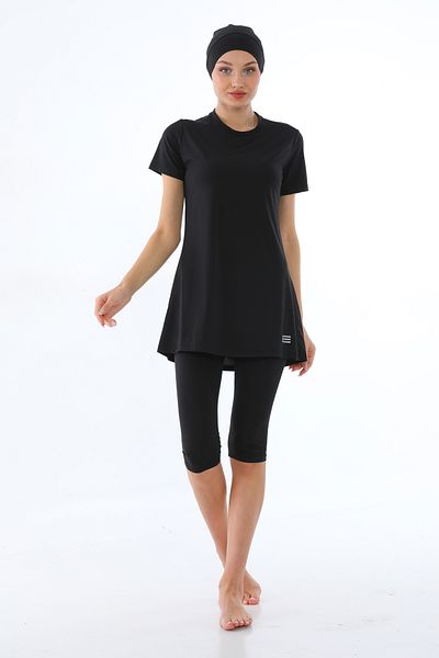 Elif Okur Short Sleeve Pool Swimsuit Black 7433