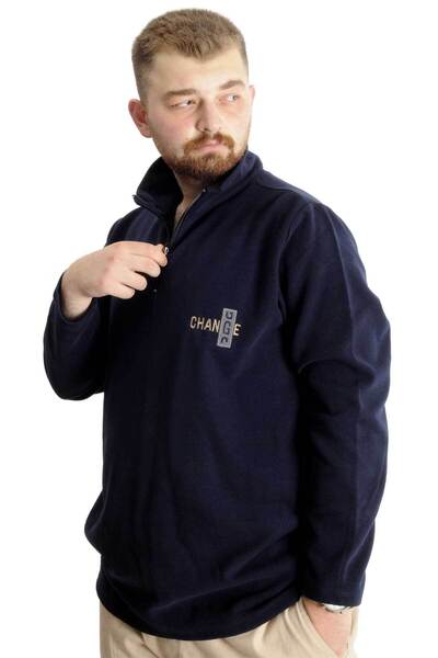 ModeXL Синій світшот великого розміру - з високим коміром і застібкою-блискавкою 23548