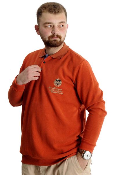 ModeXL Ανδρικό Polo Sweat Big Size - Selanik Classic Sport 23444 Πλακάκι