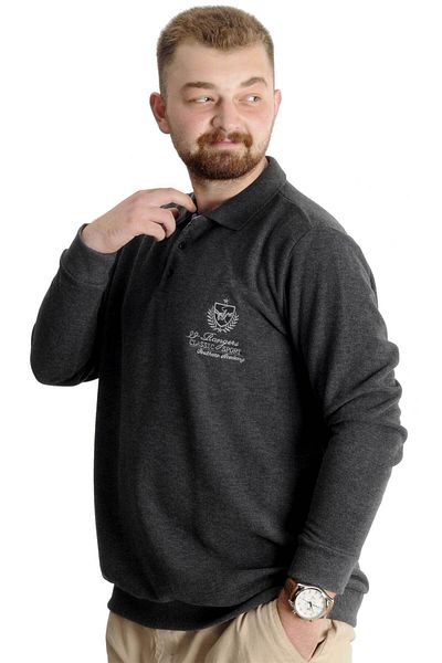 ModeXL Ανδρικό φούτερ Polo Thessaloniki Classic Sport 23444 Antramelange μεγάλου μεγέθους