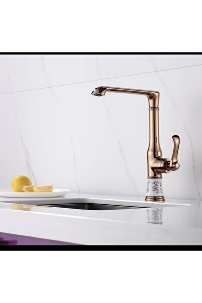 İSAOĞLU YAPI Mutfak Bataryası Bakır Evye Musluğu Rose Bronz Batarya Vintage T...