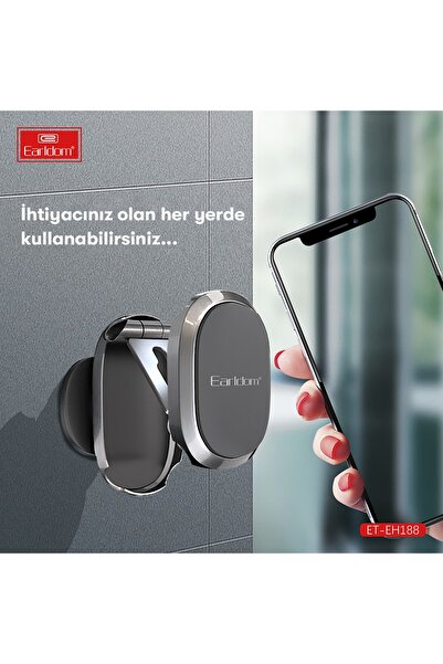 m.tk moveteck 360 Oynar Başlıklı Yapışkanlı Torpido Üstü Uzunluk Ayarlı Manyetik Mıknatıslı Telefon Araç Tutucu