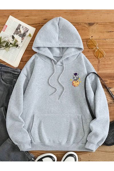 PALPİTO Φούτερ Unisex Grey Space με κουκούλα με κουκούλα