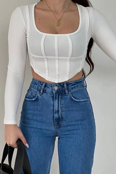 LİMABEL Pantaloni palazzo din denim cu picior largi, în lycra, anii 90, de culoare albastru mediu