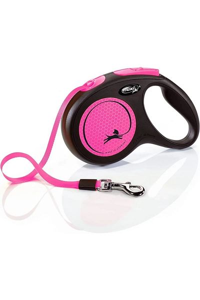 Flexi Pink Neon Band Retractable Leash - 5 Mt