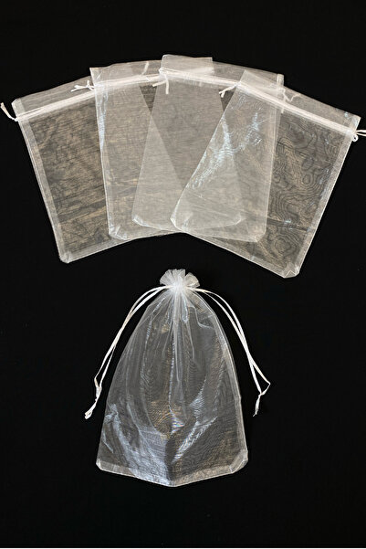 ZEYMERADE Organze Şeffaf Tül Kese, 10 Adet Ölçü 20x29cm, Düğün Bohça Çeyiz Ya...