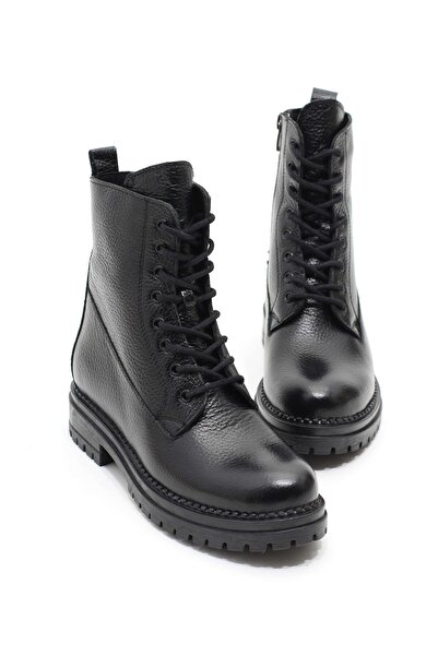 lizel DELTA SİYAH RENK GERÇEK DERİ KADIN POSTAL BOT