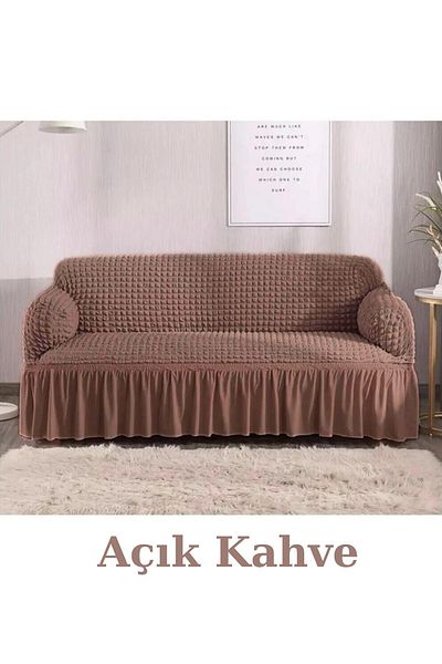 FurkanTicaret Комплект диван и канапе от 3 части от еластичен и гъвкав креп плат