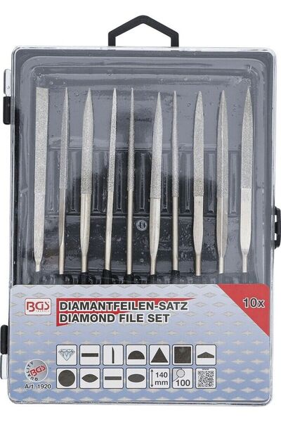 BGS Elmas Eğe Seti | düz | 140x3 mm | 10 parça