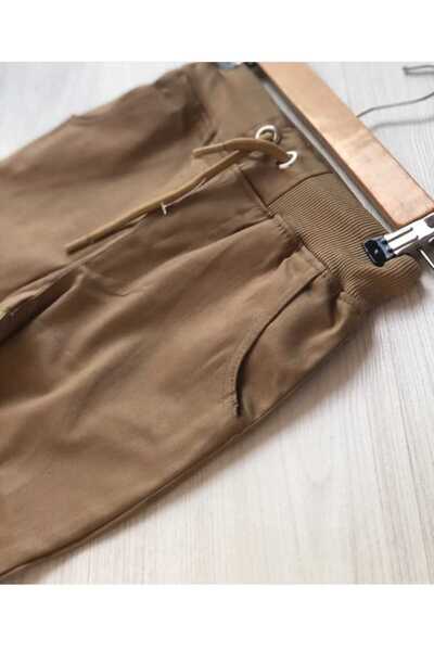 Bebezeyn Okul için beli lastikli kahverengi pantolon