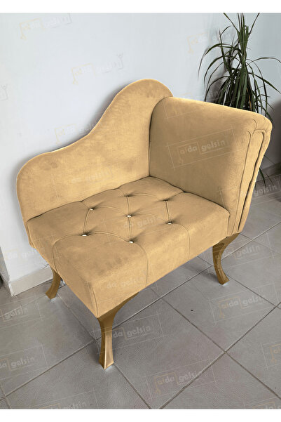 aldagelsin Yeni Model Ters Kol Tekli Köşe Koltuğu Josefin Bench Gold Ayak