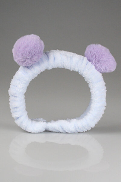 Toyaş Ανοιχτό μπλε λιλά βελούδινο μακιγιάζ με πομπόν μπαντάνα για μακιγιάζ σπα