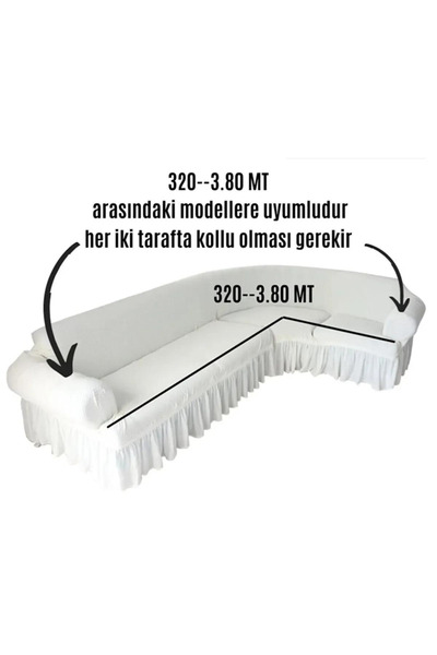 FurkanTicaret Bürümcük kumaş, etekli L köşe koltuk örtüsü. 1 adet esnek, lastikli, süngerli L koltuk kılıfı