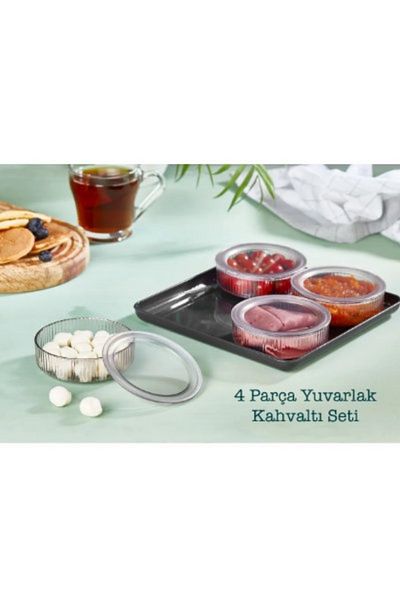 WAPPA Round Breakfast and Snack Bowl with Tray, Set of 4