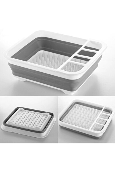 Cosargroup Katlanır Silikon Bulaşık Sepeti Bulaşıklık Tabaklık Akardiyon