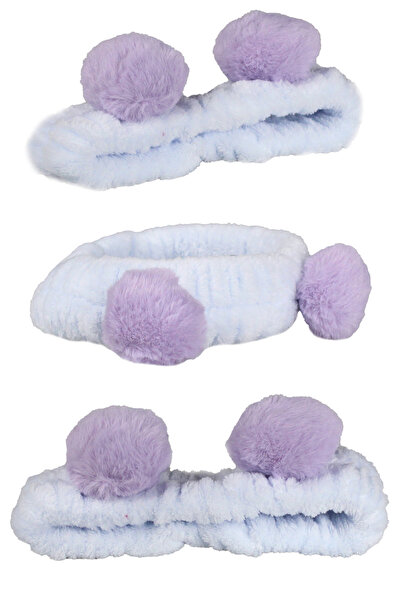 Toyaş Ανοιχτό μπλε λιλά βελούδινο μακιγιάζ με πομπόν μπαντάνα για μακιγιάζ σπα